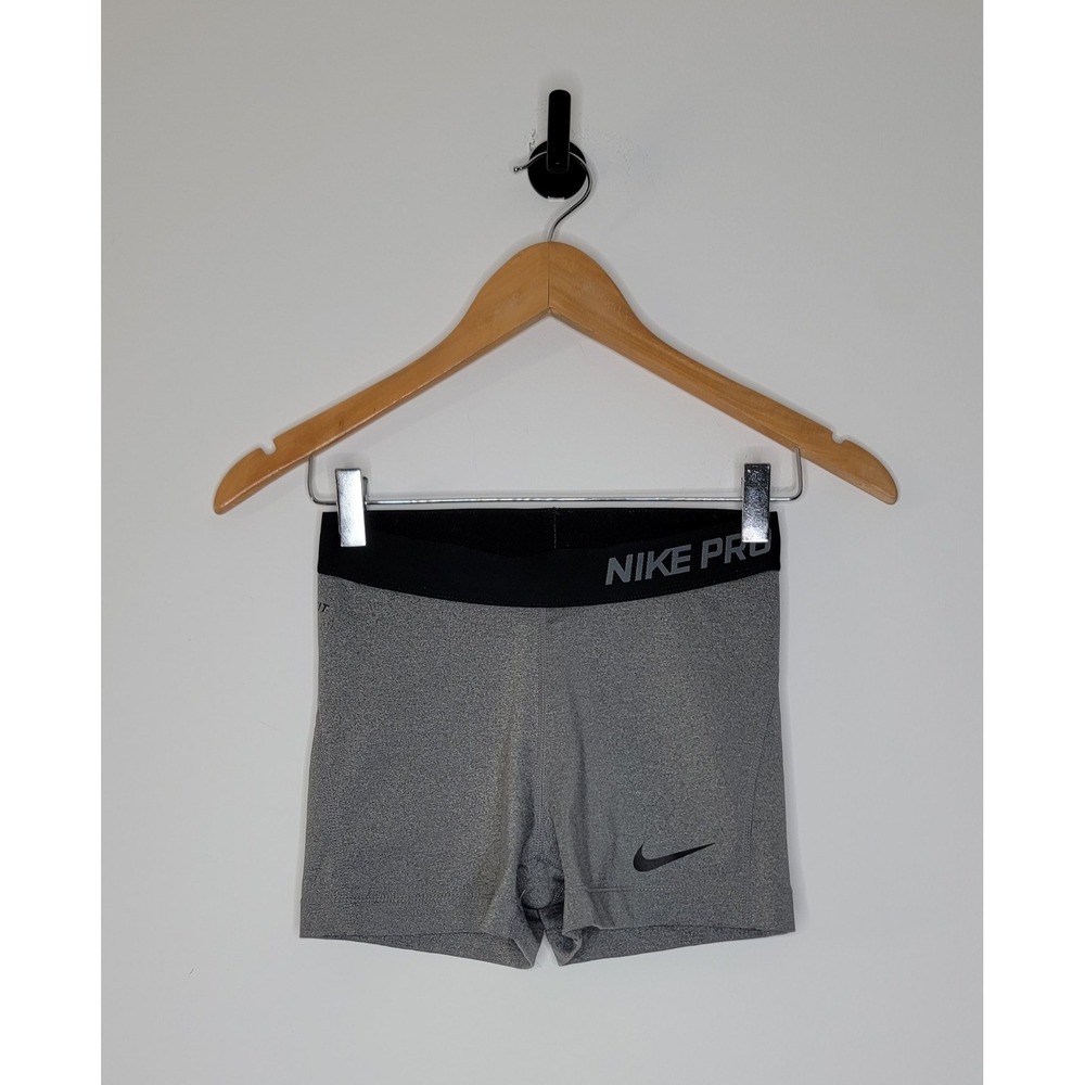 Nike Pro Dri Fit Fitted Shorts Women's Size Small Gray /Black 3" Inseam